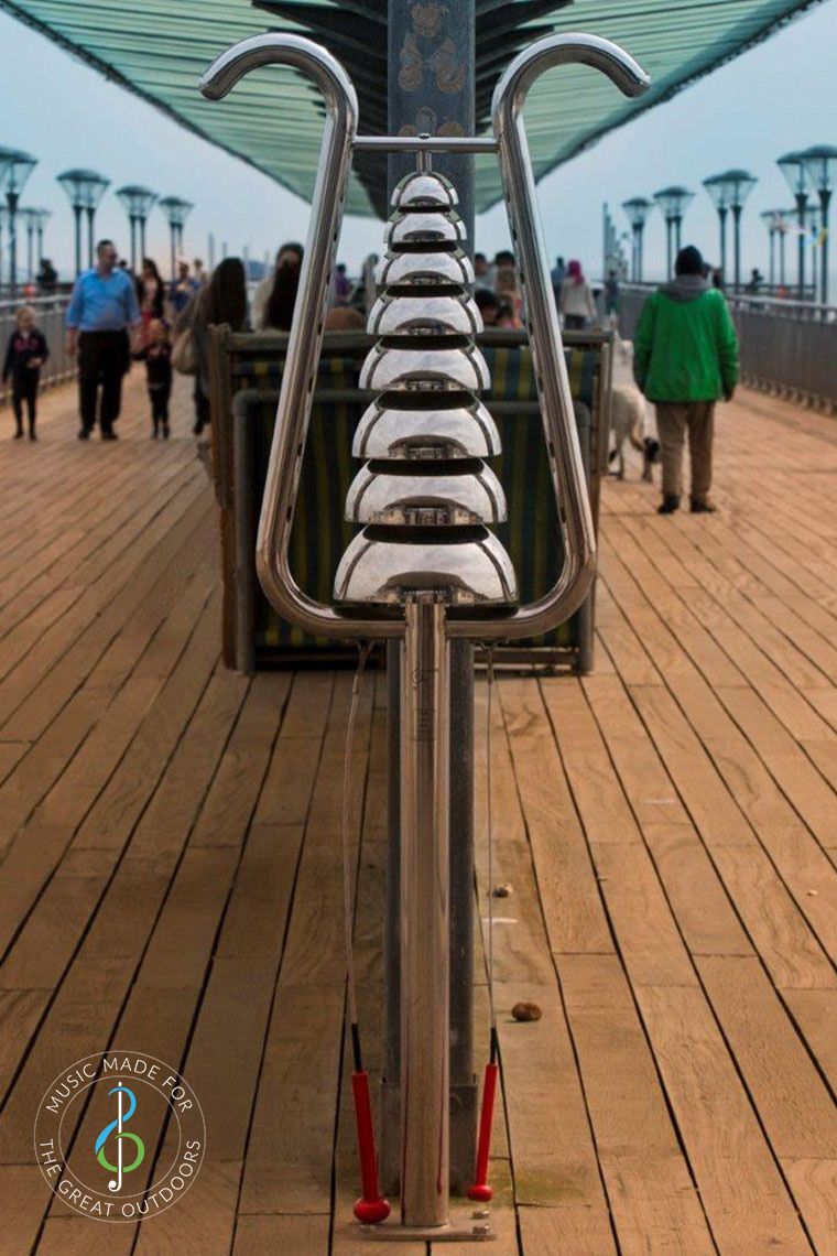 Stainless Steel Bell Lyre Chime on Boscombe Pier
