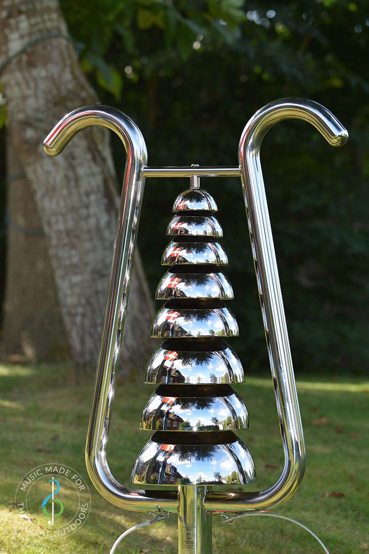 Shiny Stainless Steel Bell Lyre Outdoor Chime